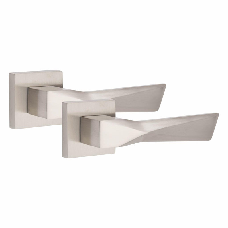 6 Pairs Modern Aura Premium Design Door Handles on Square Rose, Satin Nickel