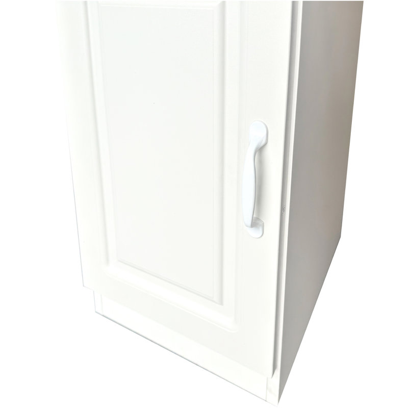 Bureau d'angle blanc en L de 53 cm (21 pouces) pour bureau à domicile - Espace imprimante, tablette ouverte, système de rangement pour dossiers, 4 placards, 1 tiroir, tablette