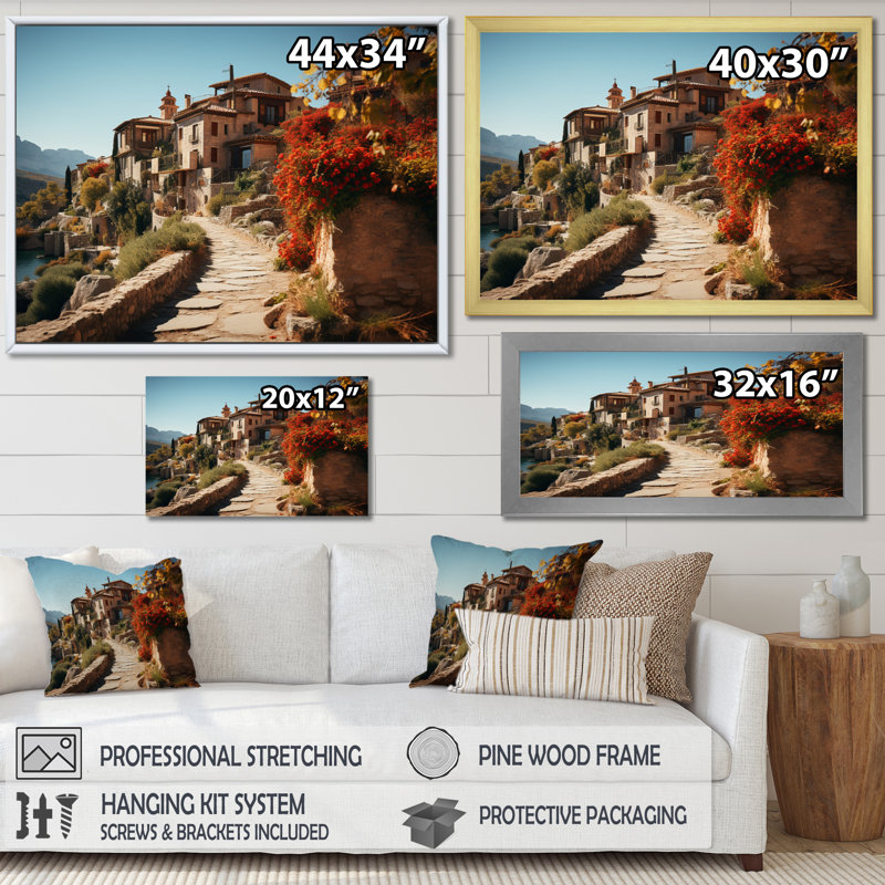 Espagne, village rustique d'Andalousie - reproduction, Toile tendue, H 16 po x l 32 po x P 1 po