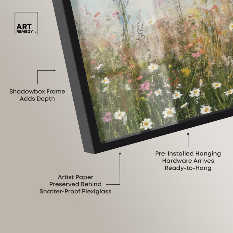 Art mural paysage scintillant Glade Garden I Shadowbox, H 11 po x l 16 po, Noir