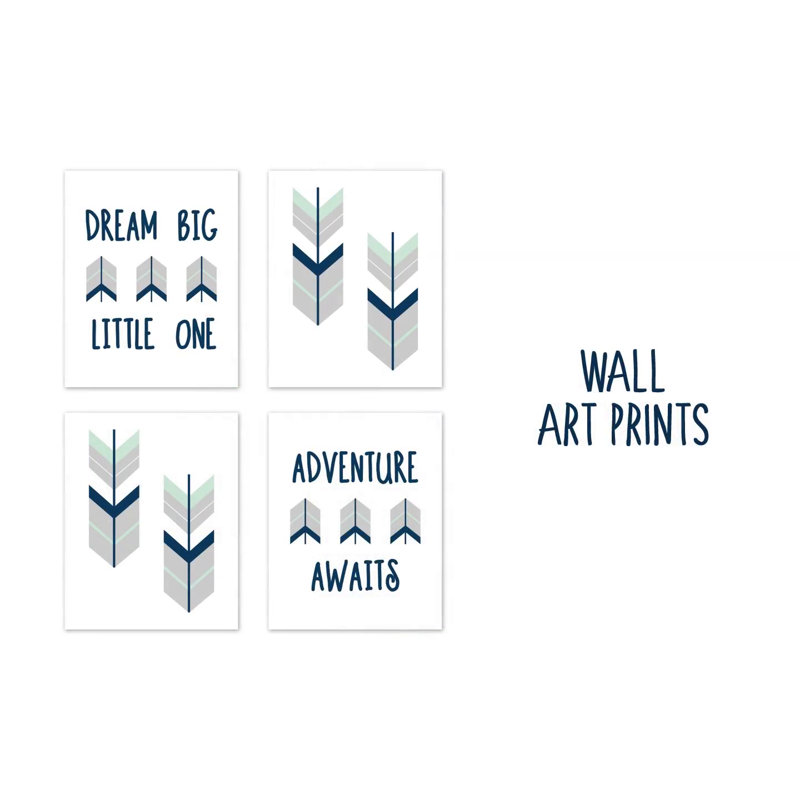 Gray and Navy Arrow Print Sheer Rod Pocket Curtains