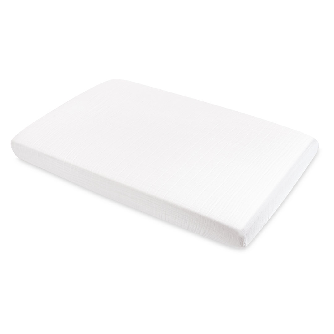 Plain White Muslin Mini Fitted Sheet babyletto