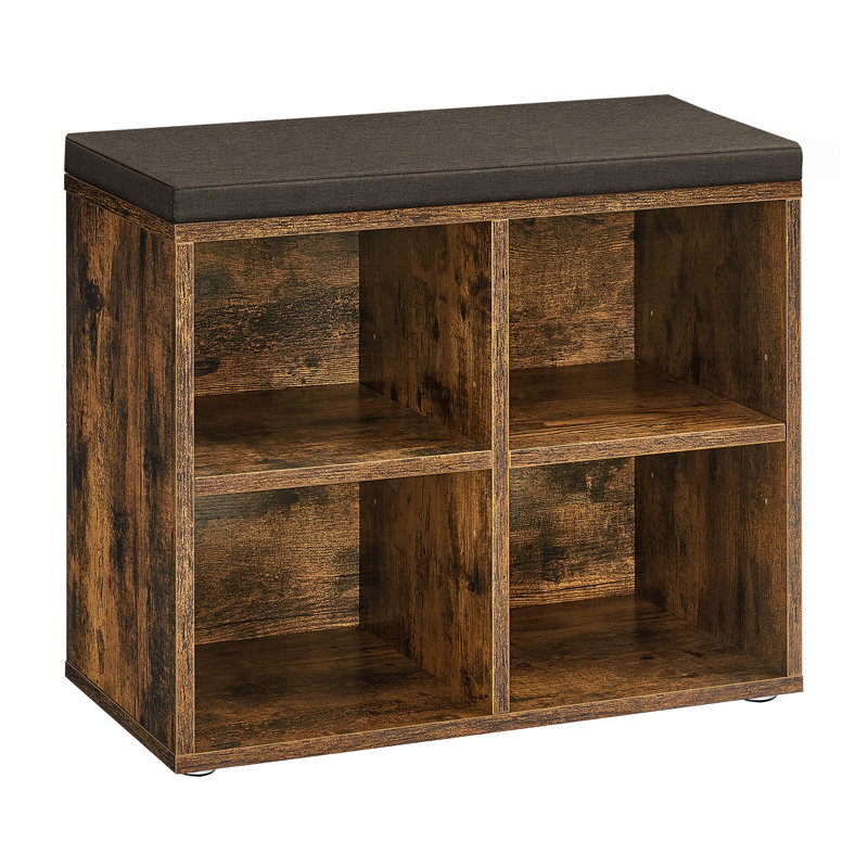 Fabric Upholstered Storage Bench, Brown