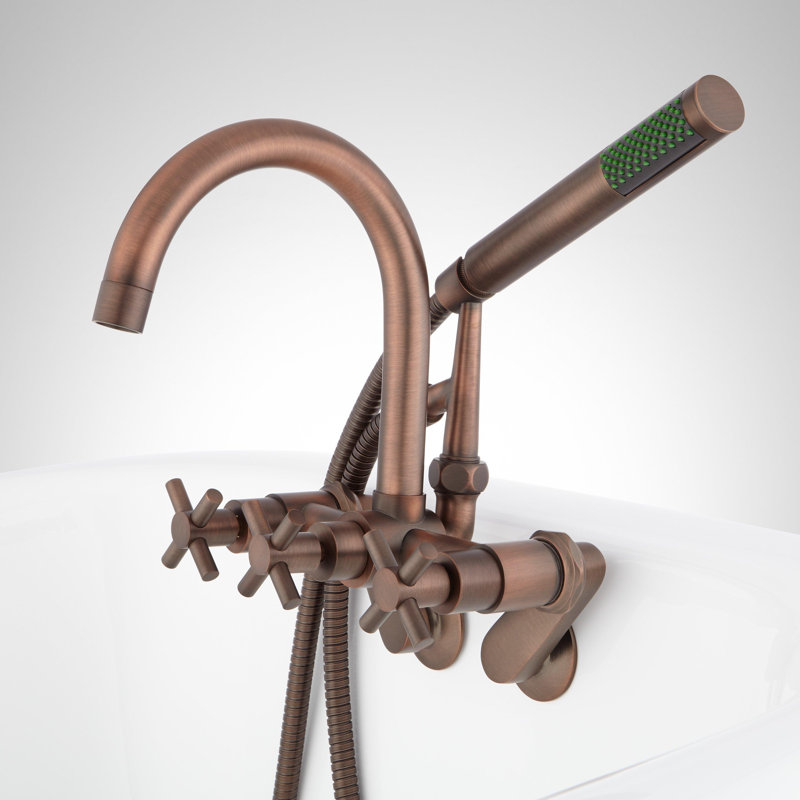 Sebastian Wall Mounted Variable Center Tub Faucet with Cross Handles, Oil Rubbed Bronze