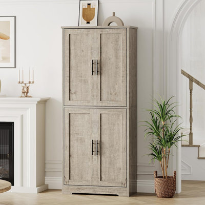 Pantry Cabinet,70" Tall Kitchen Pantry Cabinet with 4 Doors and 3 Adjustable Shelves, Freestanding Cupboard, Modern Storage Cabinet for Bathroom, Dining Room, Living Room