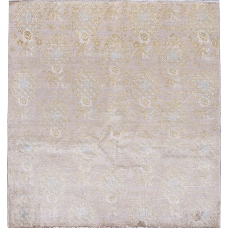 Sona Silk Geometric Area Rug in Rose/Camel