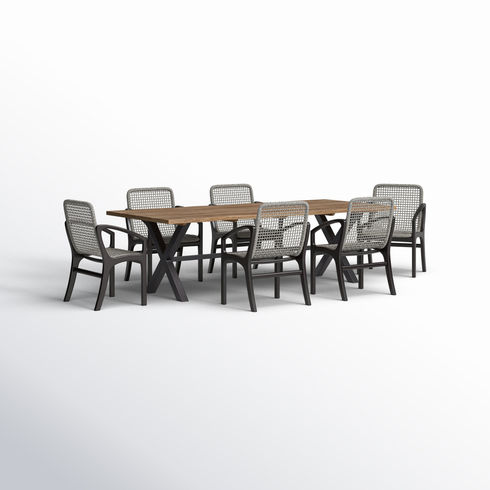 Eloisa 95" Eucalyptus Patio Dining Set, 6