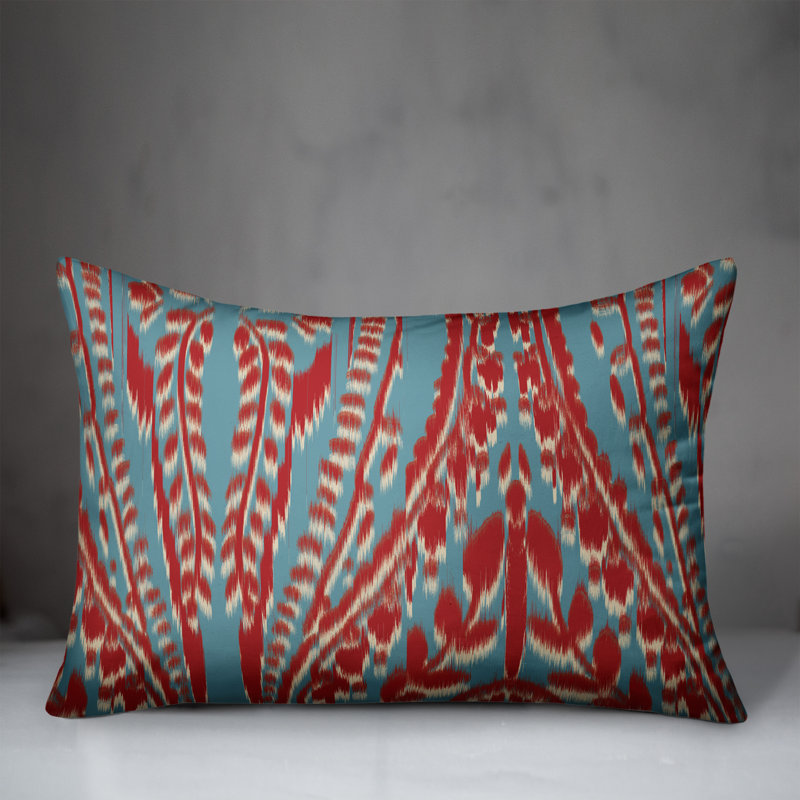 Floral Outdoor Reversible Throw Pillow, Red