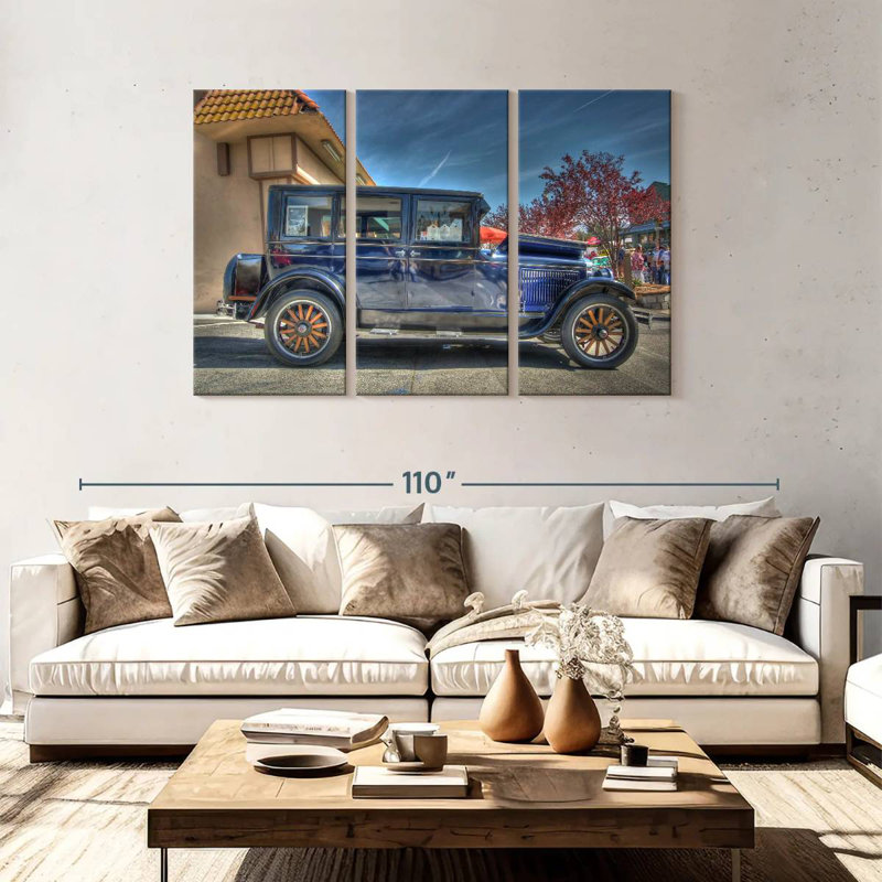 Jeep bleu rétro, H 48 po x l 74 po