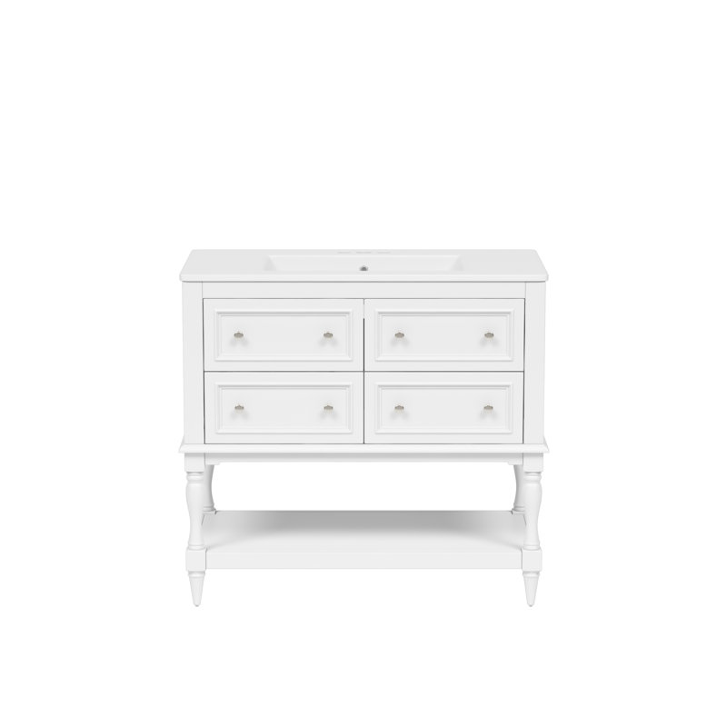 Armoire de meuble-lavabo moderne 36 po Beaumont avec lavabo en céramique encastré et panneau de fibres à densité moyenne écologique