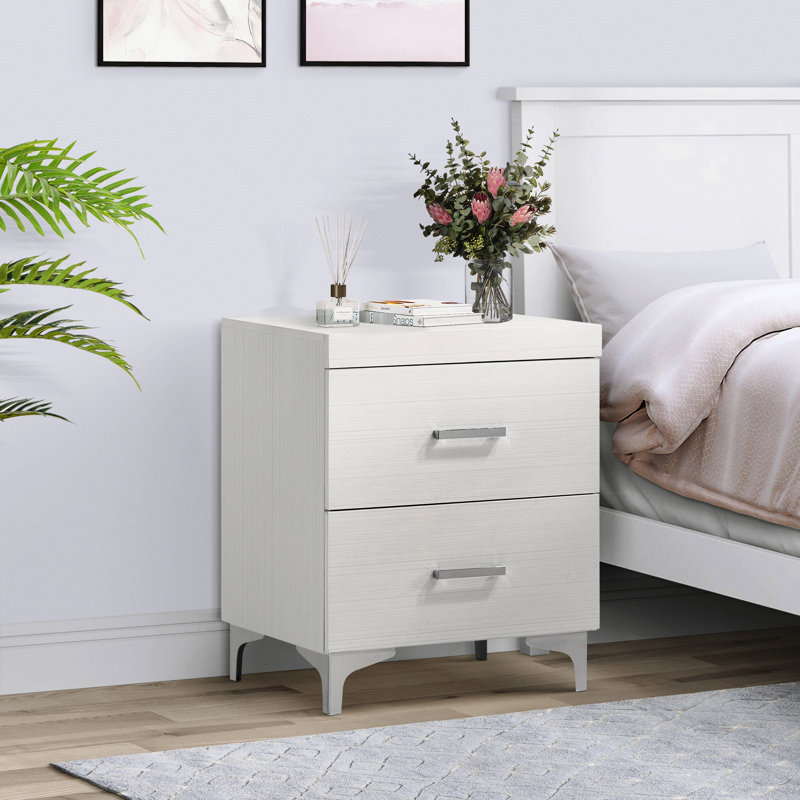 Chambre à coucher 2 Table de chevet blanche - élégante et pratique avec tiroirs anglais
