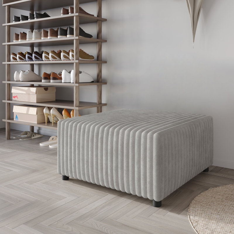 Repose-pieds en velours gris clair, Gris clair