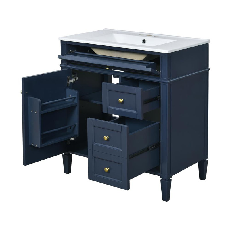 30'' Bathroom Vanity with Top Sink, Blue