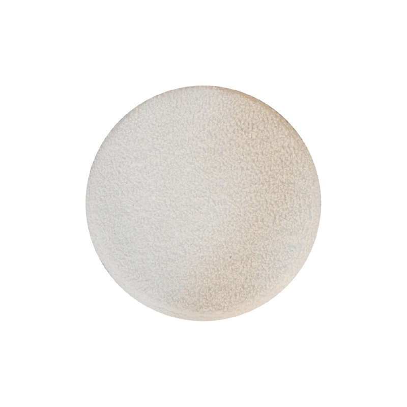 Petit repose-pieds Wood Boucle, pieds nordiques, rembourré, beige et brun clair