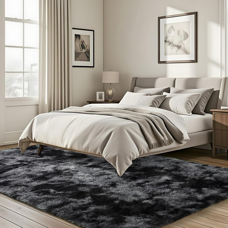 Caleta Machine Tufted Polyester Rug, Rectangle 122 x 183 cm, Dark Grey