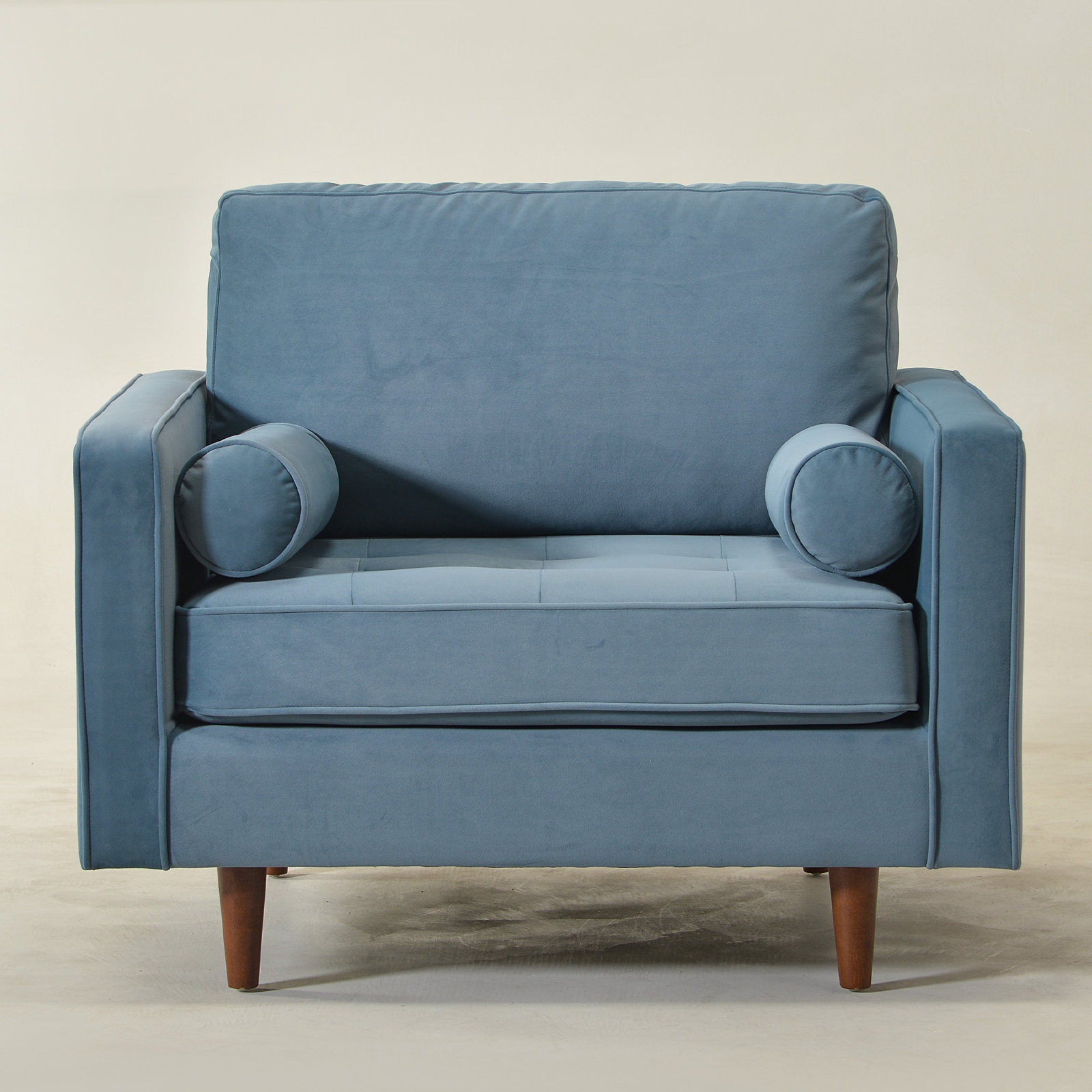  Geo 42" Upholstered Armchair, Light Blue Velvet
