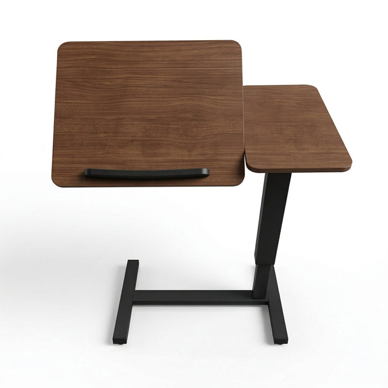 Table de bout à roulettes pliable réglable en hauteur Auxter, Noyer, Noir
