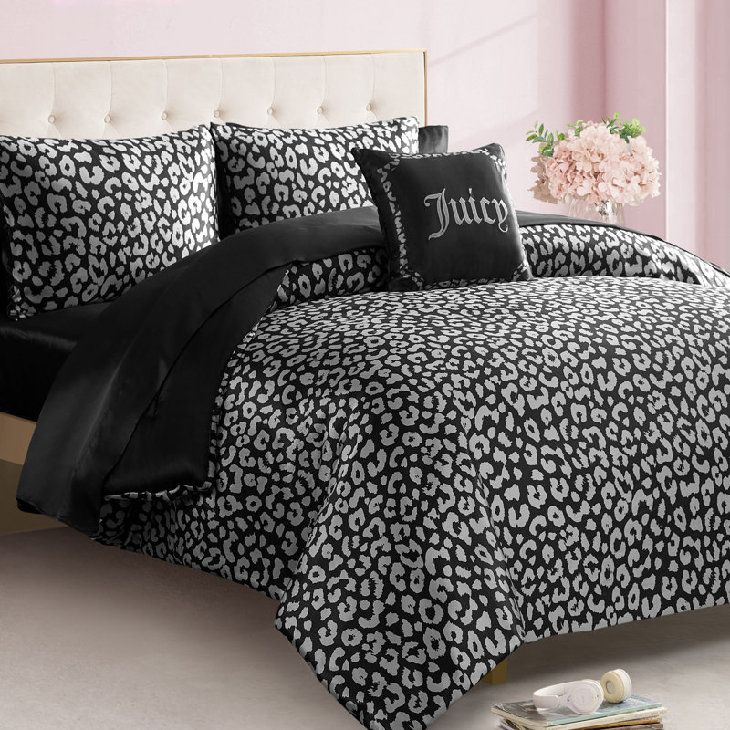 Juicy Couture Modern Leopard Satin Comforter Bed in a Bag, Full