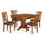 L'ensemble de table de salle à manger 5 pièces pour 4 personnes comprend une table de cuisine ovale avec rallonge papillon et 4 chaises de salle à manger en similicuir de 42 po x 60 po, noir et cerise-1005223040-950940795-950940793