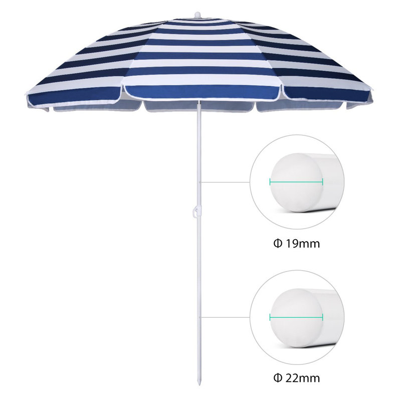 Round 1.6m Beach Parasol, Blue/White