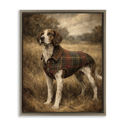Hunting Days Plaid Jacket Hound Floating Frame, design by Kim Allen