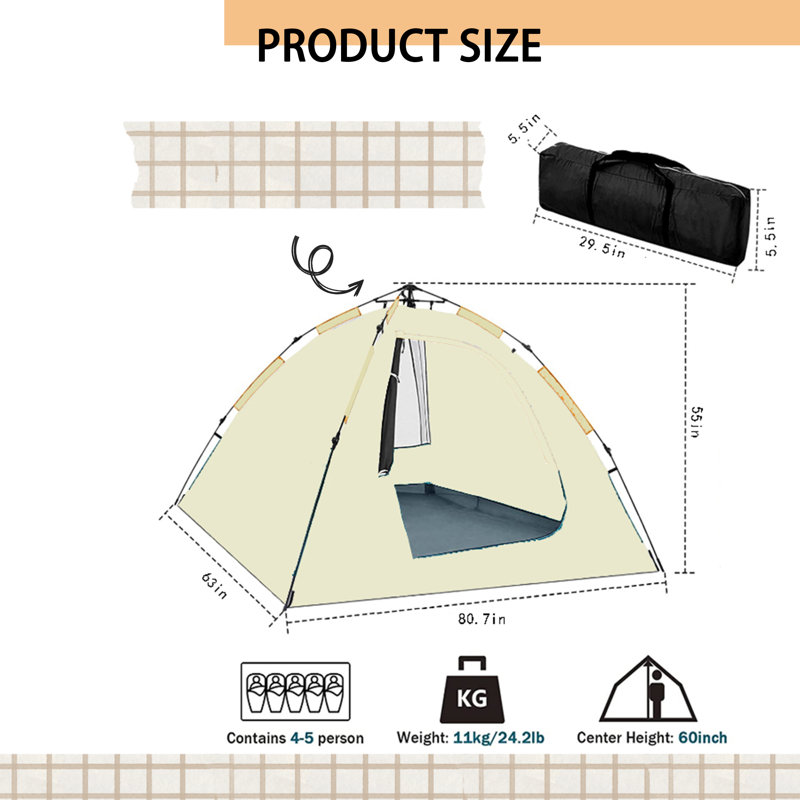 Tente de camping imperméable - spacieuse et portable pour 2 randonneurs et campeurs