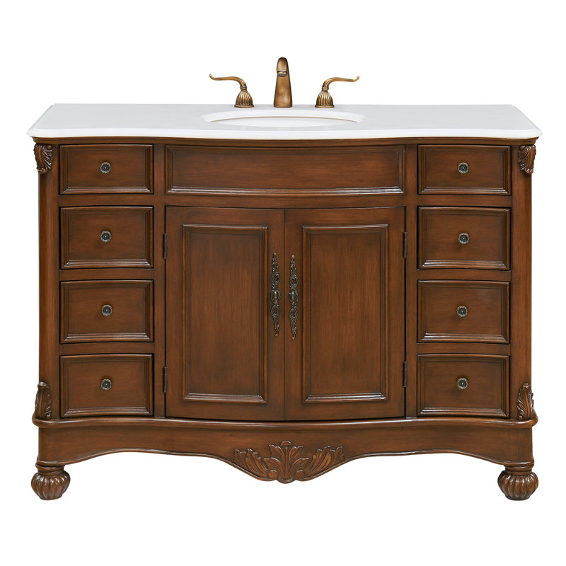 Mannie 48" Single Bathroom Vanity Set, Brown, Ivory White
