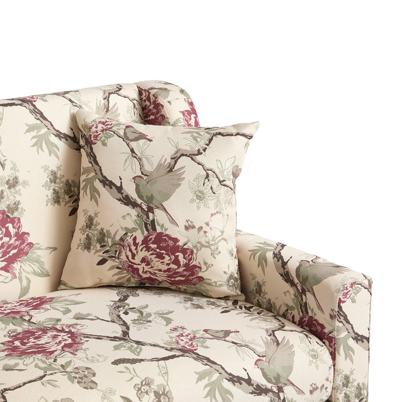 Causeuse à accoudoirs carrés capitonnés en mélange de lin Davey, PATTERN FLORAL Linen Blend