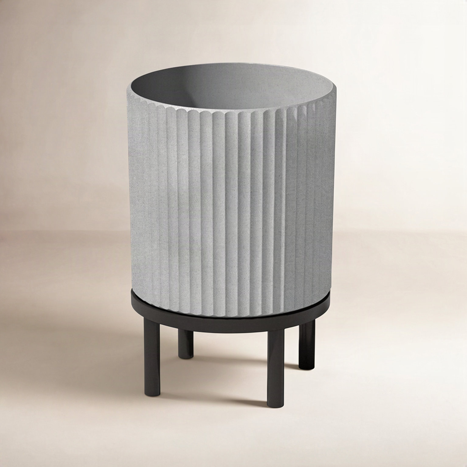 Demi Pot Planter, 16" H x 10.5" W x 10.5" D, Gray/Black, 1