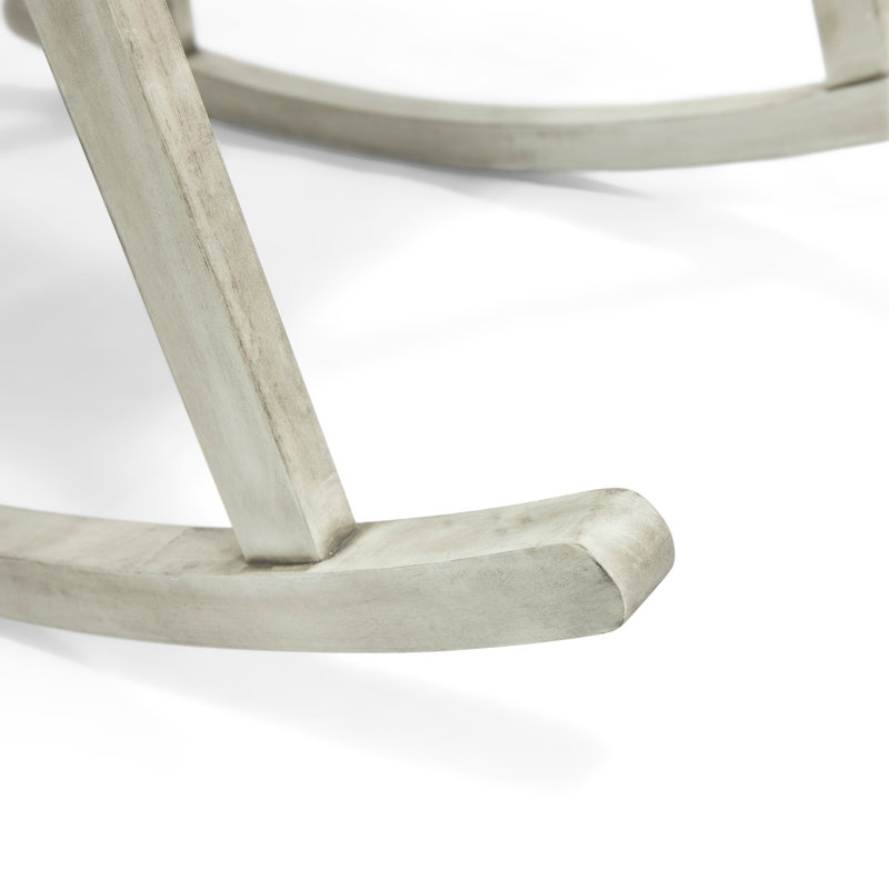 Chaise berçante en acacia, Coussin bleu / cadre gris