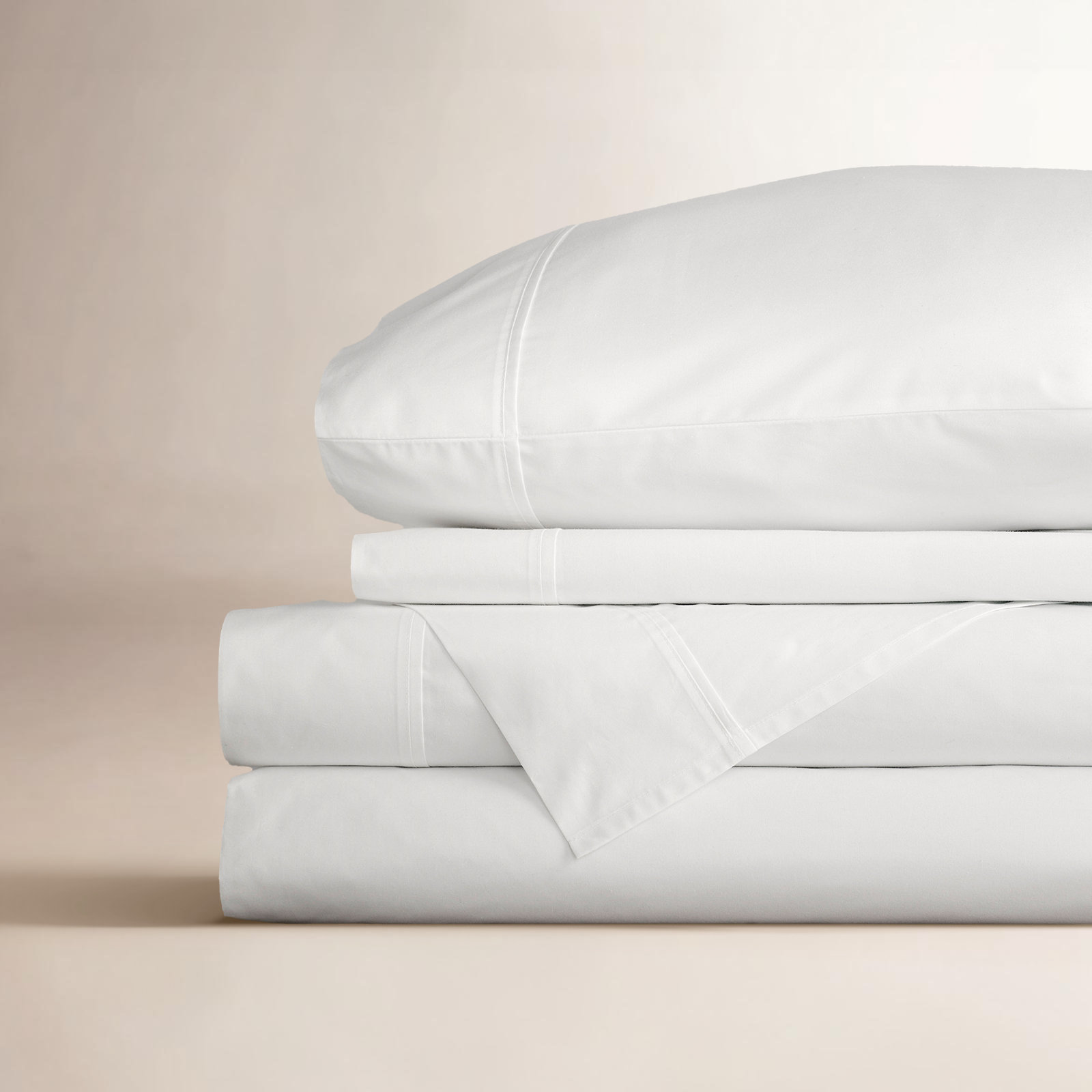 Emrik Brushed Organic Cotton Percale Sheet Set, King, White