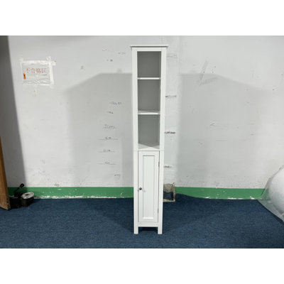 66.92" Tall Bathroom Storage Cabinet With Adjustable Shelves,Slim 1 Doors Freestanding Cabinet With Anti-Tip, Open Compartments, For Home, Small Spaces, Bathroom,Kitchen, Living Room