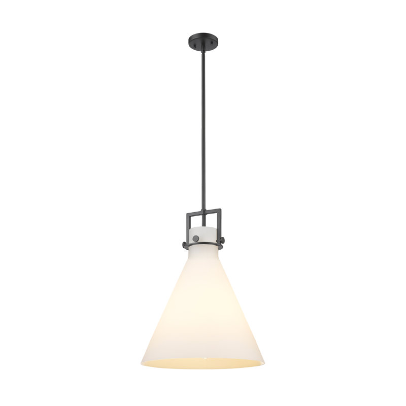 Luminaire suspendu avec tige 30 po Coterie, Blanc mat, H 20,38 po x l 16 po x P 16 po, Noir mat