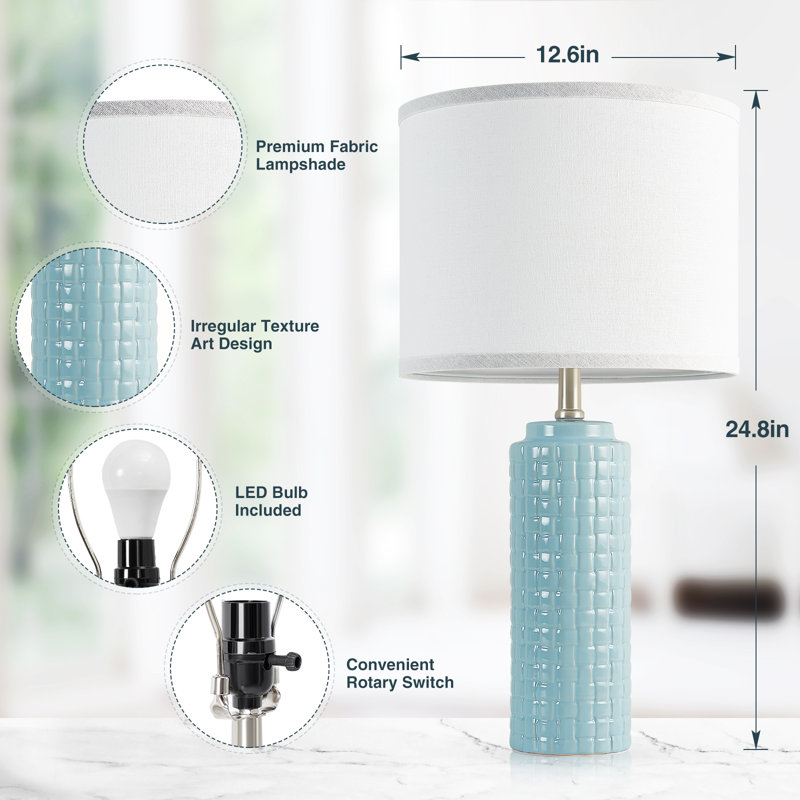 Lampe de table en céramique Marmostad, Bleu, Blanc