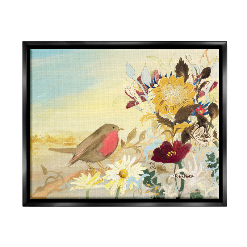 Arrangement giclée d'oiseaux par Robin Maria, Cadre flottant noir de jais, H 17 po x l 21 po x P 1,7 po