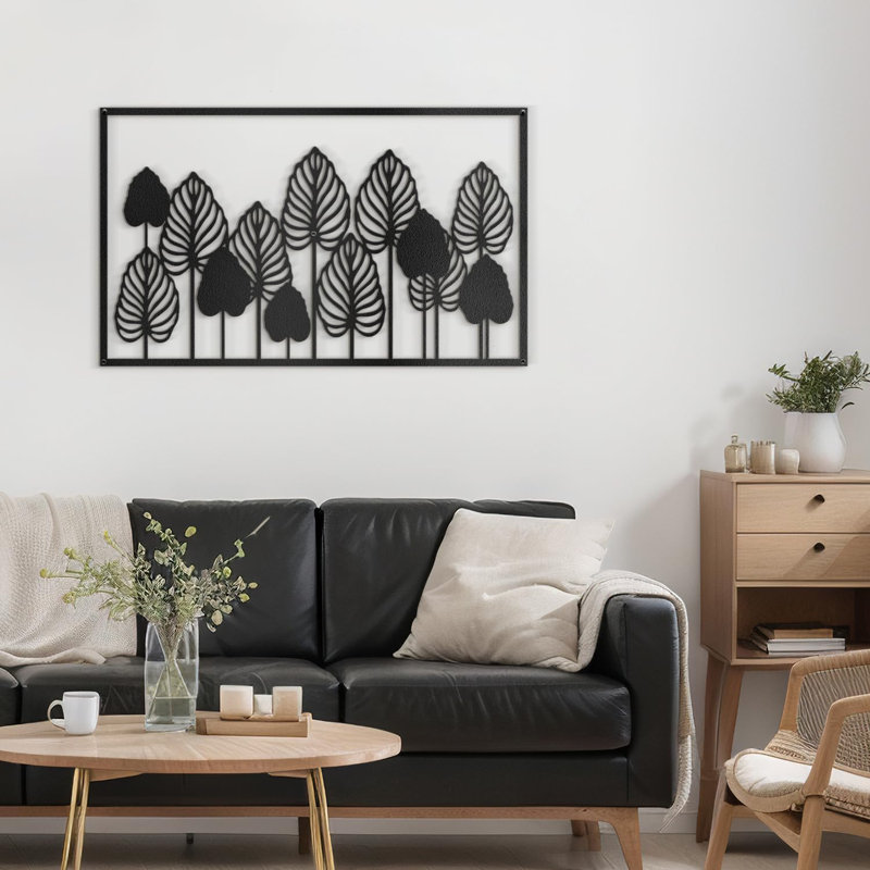 Décoration murale en métal, H 15 po x l 30 po x P 0,05 po, Noir