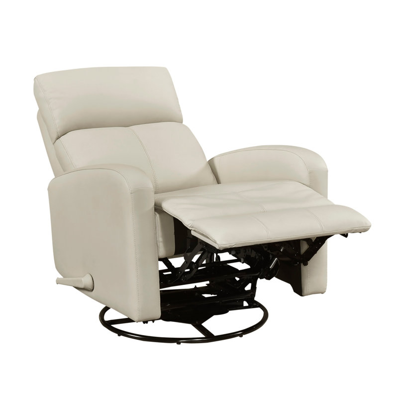 Fauteuil inclinable et oscillant 1pc avec revêtement en cuir beige et revêtement en cuir massif, Beige