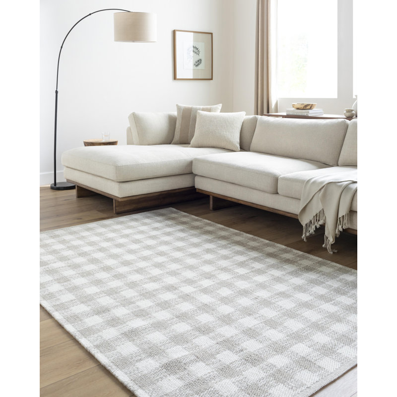 Lavande Plaid Wool Area Rug, Rectangle 8'10" x 12'