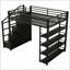 Full Size Metal Loft Bed With Storage Shelves