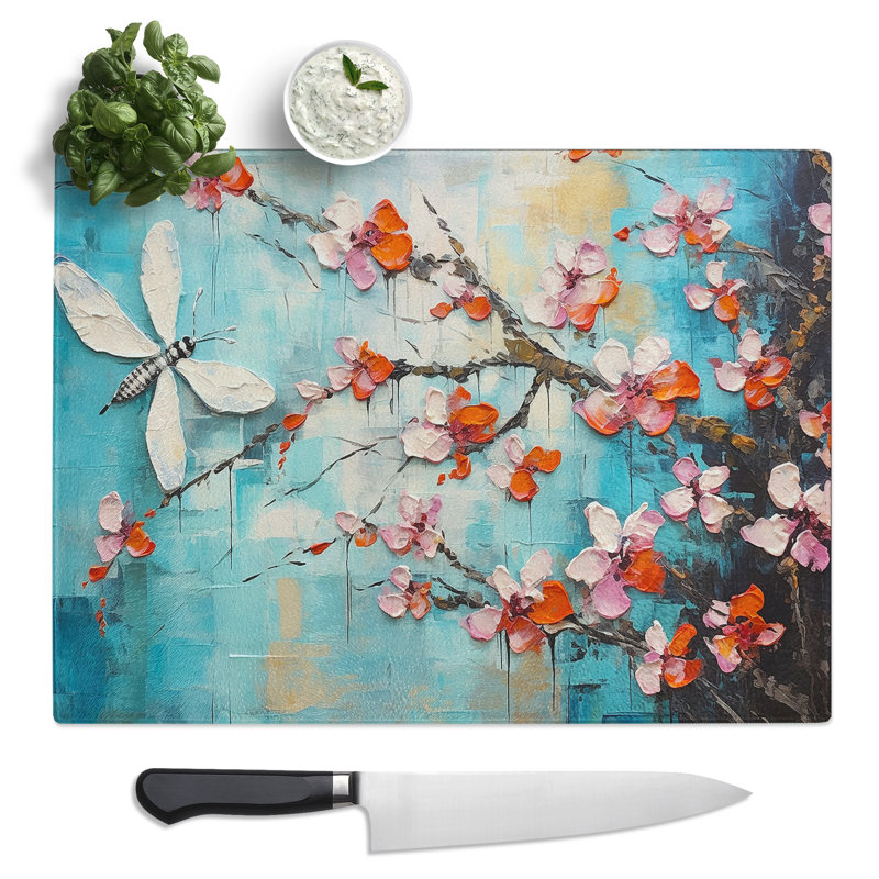 Dragonfly Palette Knife  Glass Chopping Board