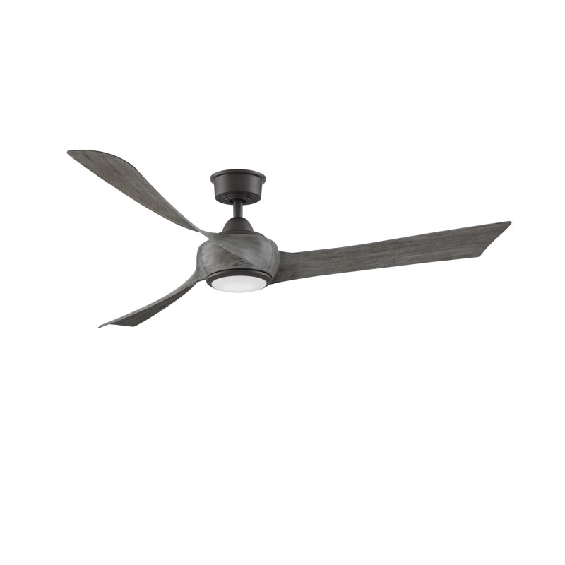 Wrap Custom 60 inch Indoor/Outdoor Ceiling Fan with LED CCT Select Light Kit - Matte White with Weathered Wood blades