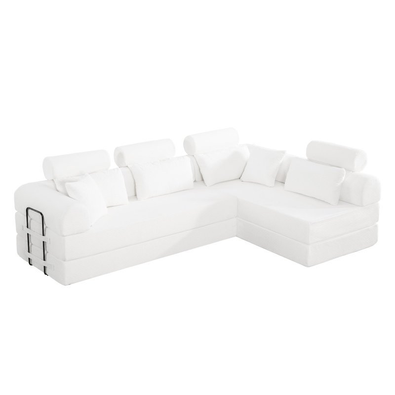 Canapé modulaire en L avec méridienne Cordryn, Beige