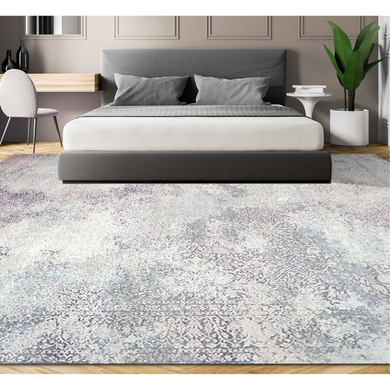 Wool Floral Area Rug, Rectangle 9' x 12'