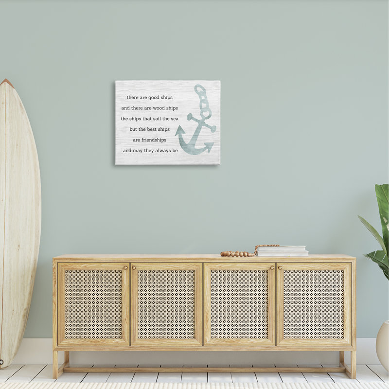 Art inspirant, citation de bateau, ancre de bateau, art mural par Daphne Polselli, H 24 po x l 30 po x P 1,5 po, Toile tendue