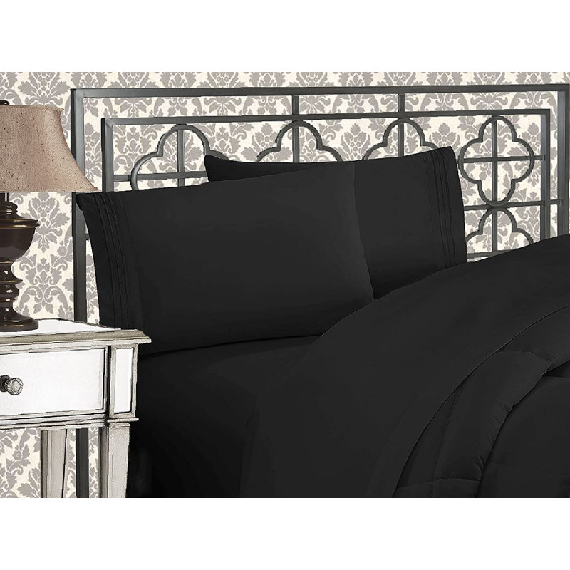 Microfiber Sheet Set, Black, Queen