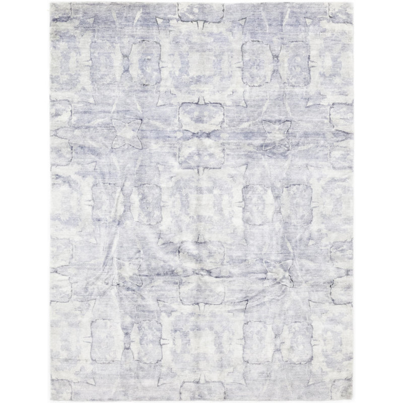 Tapis à main contemporain noué la à la main en laine de couleur tapis, multi, 9 x 12
