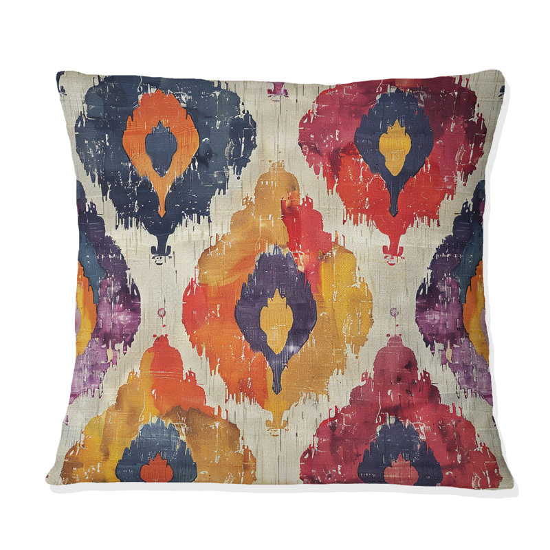 Rouge, noir, géométrique rétro - coussin décoratif rétro géométrique, H 16 po x l 16 po