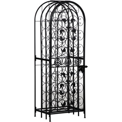 45 Bottle Wrought Iron Wine Rack Jail With Lock