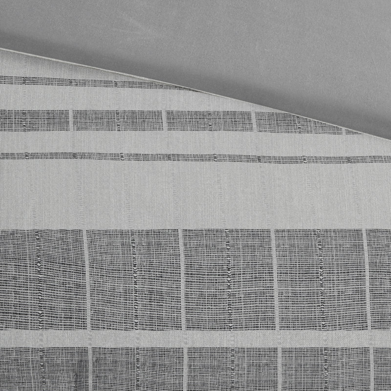 Gray and White Striped Cotton Blend King Bedspread Set