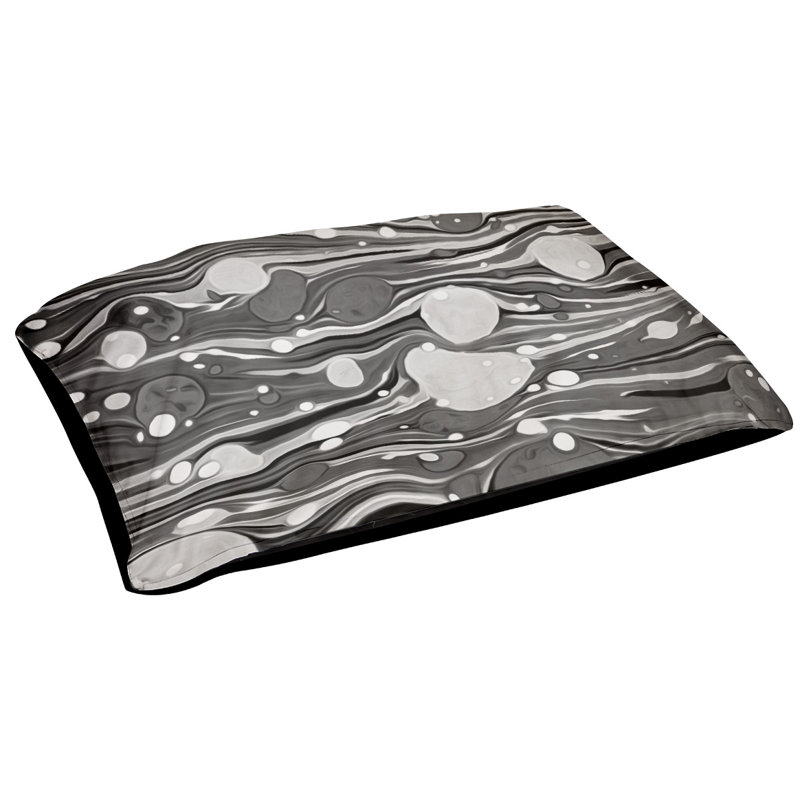 Coussin décoratif tourbillons, Moyen (L 30 po x l 40 po), Noir/blanc, Utilisation intérieure / extérieure